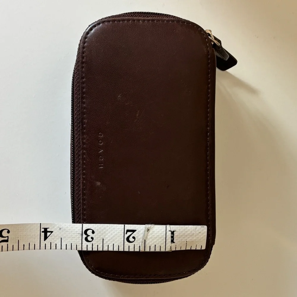 Coach Vintage Leather Chubby Zipper Closure Travel Cosmetic Case with Mirror